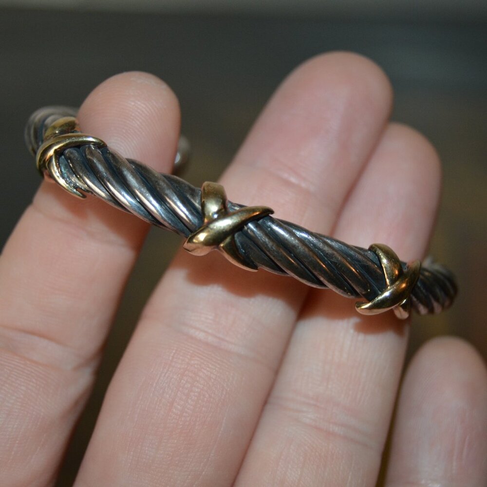 Vintage 18k Gold and Sterling Silver Twisted Cuff by TORC ALS - Picture 4 of 10